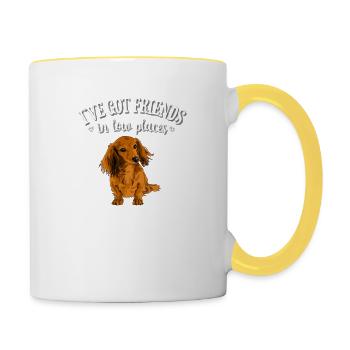 Long Haired Dachshund - Contrasting Mug - white/yellow - Right