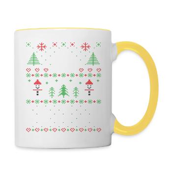 Joy Deer pull de Noël moche - Mug contrasté - blanc/jaune - Droite