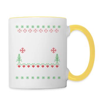Laissez-le Snow pull de Noël moche - Mug contrasté - blanc/jaune - Droite