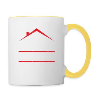 Mein Haus meine Regeln Spruch Hausbesitzer Hausbau - Tasse zweifarbig - Weiß/Gelb - Rechts