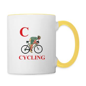 Vélo de route Vélo de route Cyclisme Cycliste - Mug contrasté - blanc/jaune - Droite