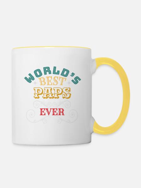 Worlds Best Paps Ever - Tasse zweifarbig - Weiß/Gelb