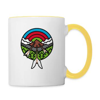 Bogenschütze Bogensport Pfeil Bogen Bogenschießen - Tasse zweifarbig - Weiß/Gelb - Rechts