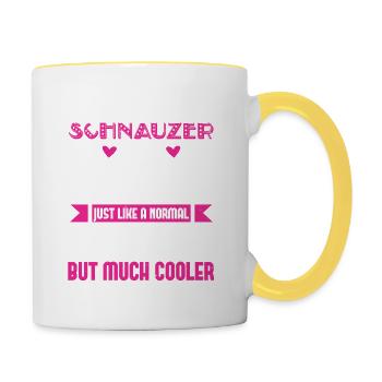 Miniature Schnauzer Mom Just Like A Normal Mom - Contrasting Mug - white/yellow - Right