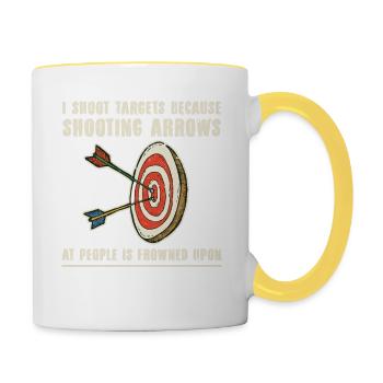 Bogenschütze Bogensport Pfeil Bogen Bogenschießen - Tasse zweifarbig - Weiß/Gelb - Rechts