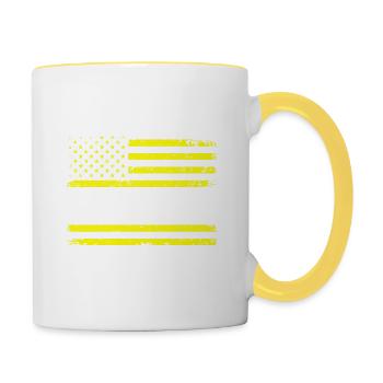 Emergency dispatcher 112 Ambulance Fire Brigade - Contrasting Mug - white/yellow - Right