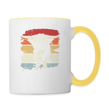 Highland Cow Highland Cows Retro - Contrasting Mug - white/yellow - Right