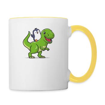Pinguin - Tasse zweifarbig - Weiß/Gelb - Rechts