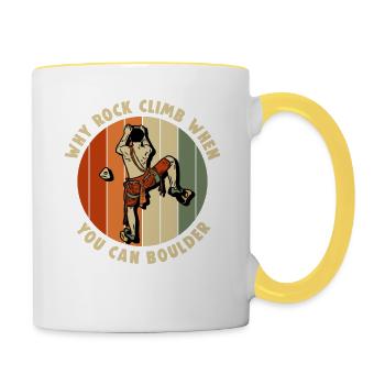 Bouldern - Tasse zweifarbig - Weiß/Gelb - Rechts