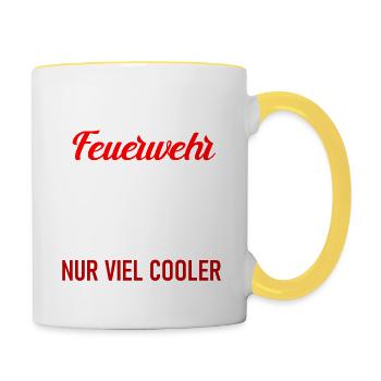 Feuerwehr Papa - Tasse zweifarbig - Weiß/Gelb - Rechts