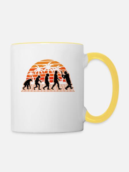 Cricket Evolution Sunset Cricketspieler - Tasse zweifarbig - Weiß/Gelb