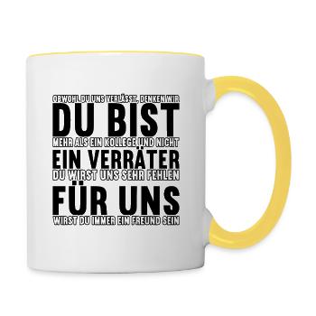 Abschiedsgeschenk Kollegen Jobwechsel - Tasse zweifarbig - Weiß/Gelb - Rechts