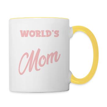 world s best mom - Tasse zweifarbig - Weiß/Gelb - Rechts