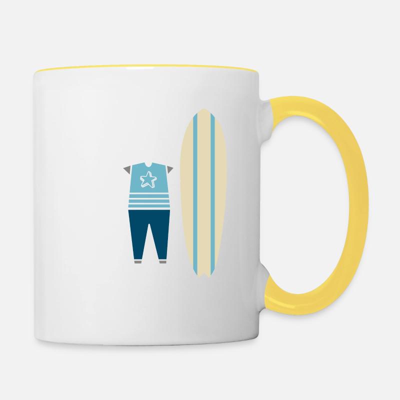 Surf Surfer Surfer - Mug contrasté - blanc/jaune