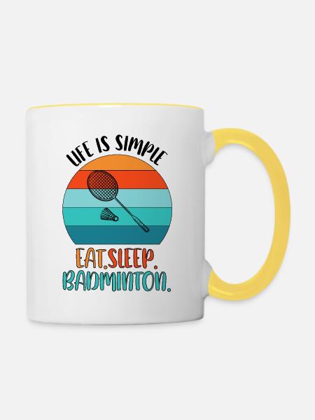 Badminton Federball Badmintonspieler - Tasse zweifarbig - Weiß/Gelb