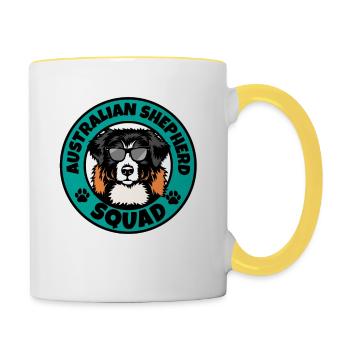 Australian Shepherd Squad I Dog Lover I Australian - Tasse zweifarbig - Weiß/Gelb - Rechts