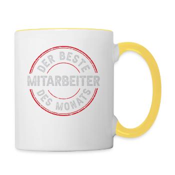 Mitarbeiter des Monats - Tasse zweifarbig - Weiß/Gelb - Rechts