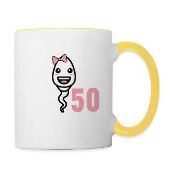 50 Jahre vor 50 Jahren schnellste 50. Geburtstag - Tasse zweifarbig - Weiß/Gelb - Rechts