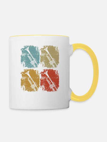 Trompete Retro Vintage - Tasse zweifarbig - Weiß/Gelb