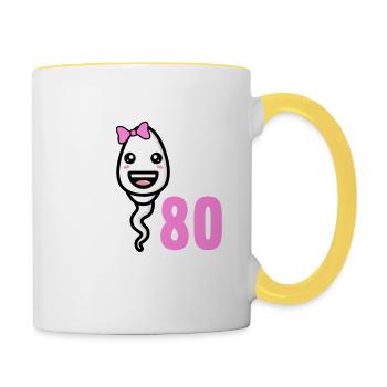 80 years ago 80 years fastest 80th birthday - Contrasting Mug - white/yellow - Right