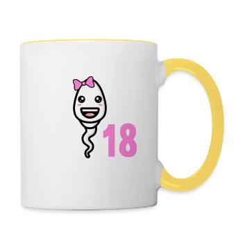 18 Jahre vor 18 Jahren schnellste 18. Geburtstag - Tasse zweifarbig - Weiß/Gelb - Rechts