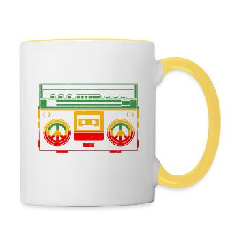 Reggae Music Musicians Radio Stereo Box - Contrasting Mug - white/yellow - Right