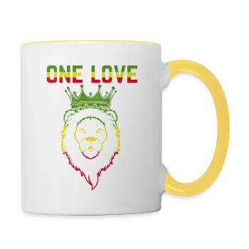 One Love Reggae Musicien Lion Crown - Mug contrasté - blanc/jaune - Droite