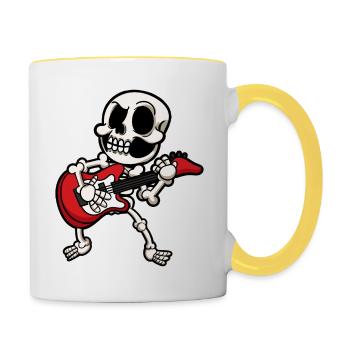 Guitariste Guitariste Musicien Groupe Skeleton - Mug contrasté - blanc/jaune - Droite