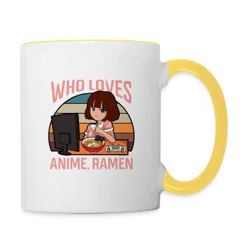 Anime Manga Gaming Ramen Noodles Fille - Mug contrasté - blanc/jaune - Droite