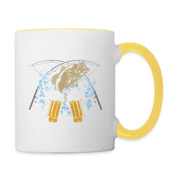 Großer Durst und krumme Ruten - Angler - Tasse zweifarbig - Weiß/Gelb - Rechts
