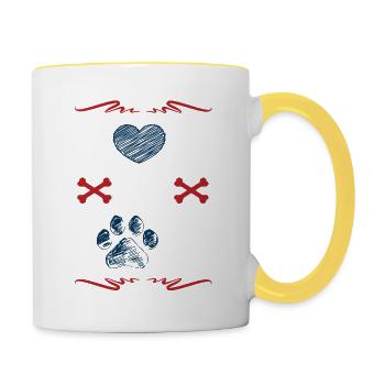 I Love my Dogs - Tasse zweifarbig - Weiß/Gelb - Rechts