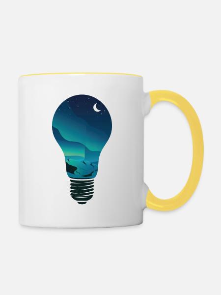 Glühbirne Aurora Borealis Nordlichter Alaska - Tasse zweifarbig - Weiß/Gelb