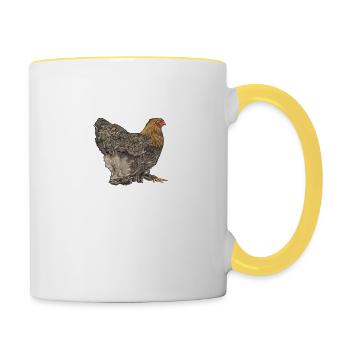 Brahma Poulet I Poule Oeuf Coq Motif pour les éleveurs de poulet - Mug contrasté - blanc/jaune - Droite