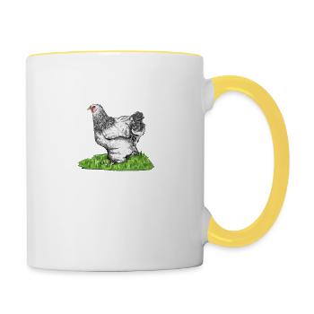 Brahma Poulet I Poule Oeuf Coq Motif pour les éleveurs de poulet - Mug contrasté - blanc/jaune - Droite