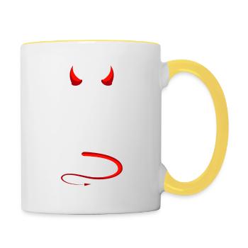 Ich mache keine Fehler ich erschaffe Katastrophen - Tasse zweifarbig - Weiß/Gelb - Rechts