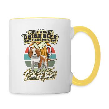 Drink Beer And Hang With My Cavalier King Charles - Contrasting Mug - white/yellow - Right