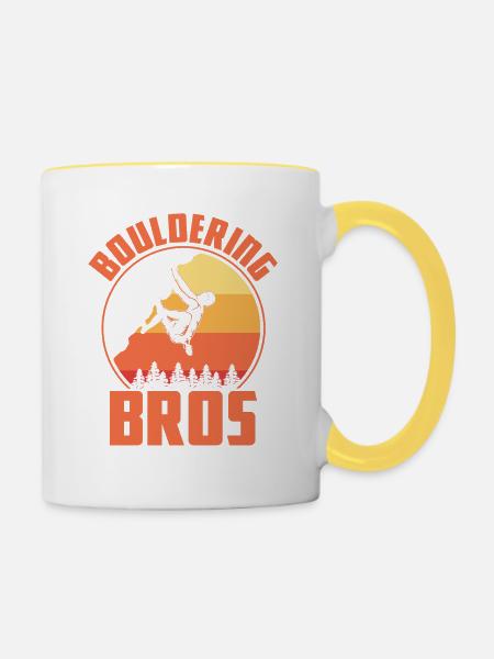Bouldern - Tasse zweifarbig - Weiß/Gelb