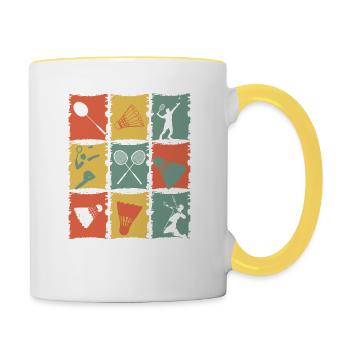 Badminton Badminton Player Retro - Contrasting Mug - white/yellow - Right