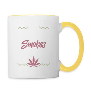 Santa Smokes Weed - Tasse zweifarbig - Weiß/Gelb - Rechts