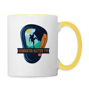 Klettern Bergsport Kletterer - Tasse zweifarbig - Weiß/Gelb - Rechts