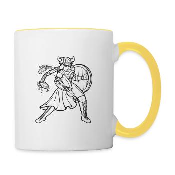 Dicton de la fille viking Schildmaid Odin - Mug contrasté - blanc/jaune - Droite
