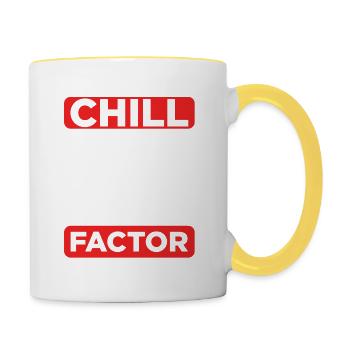 Katze chillt herum und schläft - Tasse zweifarbig - Weiß/Gelb - Rechts