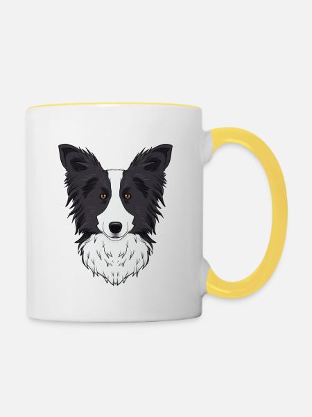 Border Collie Lover I Dog Lover I Border Collie - Contrasting Mug - white/yellow