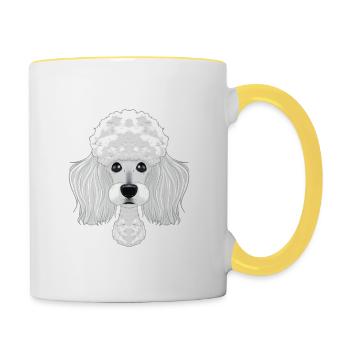 Amoureux des caniches I Amoureux des chiens I Caniche - Mug contrasté - blanc/jaune - Droite