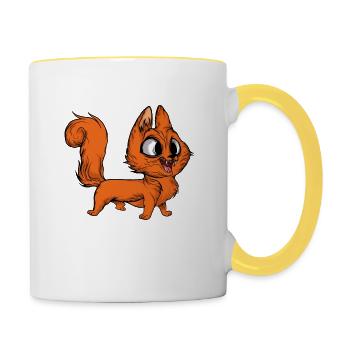 Halloween Cat Knife Creepy Gift Idea - Contrasting Mug - white/yellow - Right