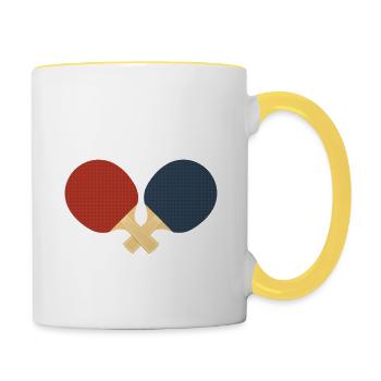 Je Peux Pas J'ai Ping-Pong Cadeau - Mug contrasté - blanc/jaune - Droite
