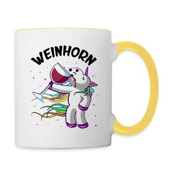 Weinliebhaber Geschenk Frauen Weinfest Rebensaft - Tasse zweifarbig - Weiß/Gelb - Rechts