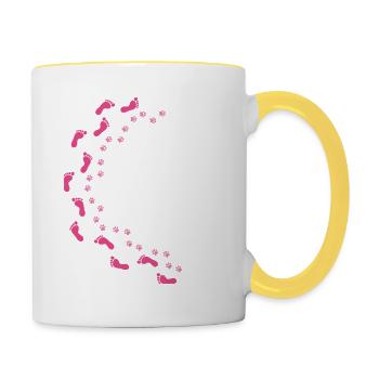 lustige Hunde Gassi Spruch Hundeliebhaber Geschenk - Tasse zweifarbig - Weiß/Gelb - Rechts