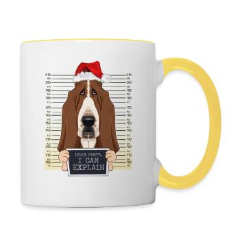 Dear Santa I Can Explain Basset Hound Christmas - Tasse zweifarbig - Weiß/Gelb - Rechts