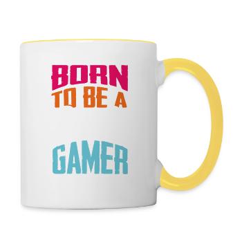 Spielen Zocken Gamer Quarantäne Geschenkidee - Tasse zweifarbig - Weiß/Gelb - Rechts
